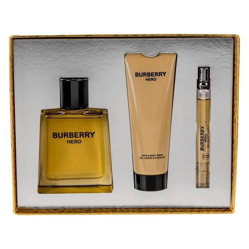 Burberry Hero Edt 3-Piece Gift Set With After Shave Balm and Travel Size - Scents Avenue NG